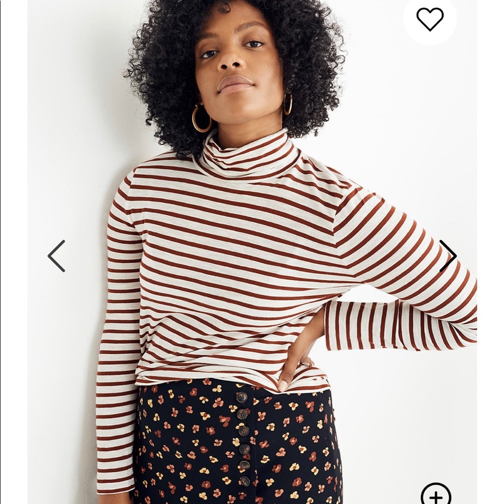 Madewell Whisper Cotton Turtleneck in Baker Stripe